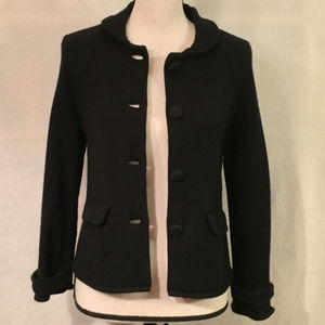 J. Crew black Peter Pan collar knit wool jacket